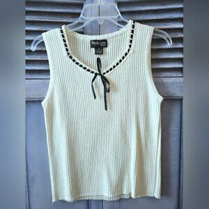 NWT Style & Co Petite White and Black Knit Tank Top - Size PM